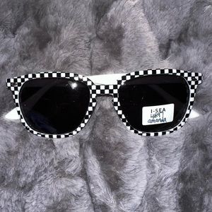Unisex black and white checkered sunglasses brand new never used square shape